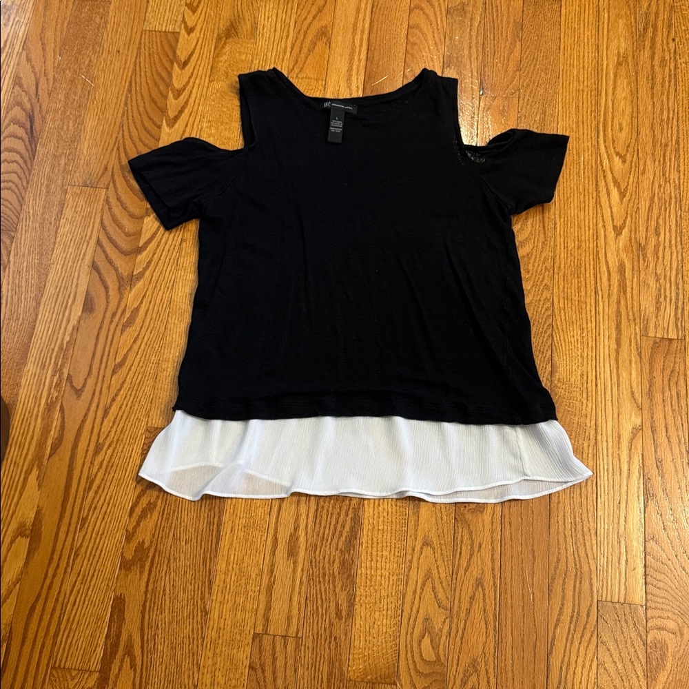 INC International Concepts Black cold shoulder Top